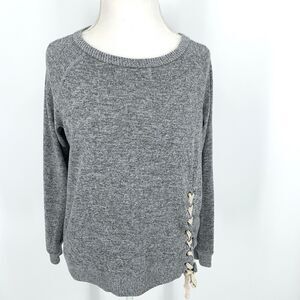 Telluride Clothing Company women's gray top with lace up hem, size L